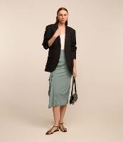 Saia Midi em Poliamida com Detalhe Drapeado e Pontas - 3