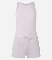 Pijama Short Doll em Ribana com Botões - 1