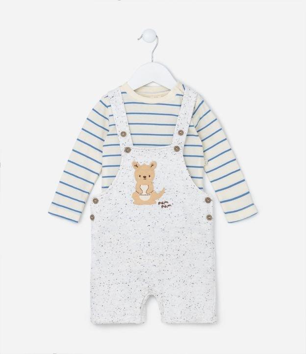 Conjunto Infantil em Moletom com Bordado de Canguru - Tam 0 a 18 meses - 1