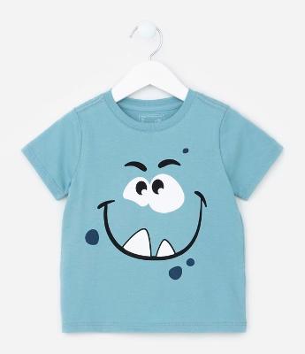 Camiseta Comfort Infantil com Estampa de Monstrinho  Divertido - Tam 1 a 6 anos