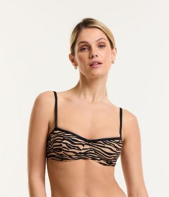 Biquíni Top Meia Taça em Microfibra com Estampa de Zebra