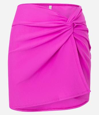 Saída Praia Saia Curta em Microfibra com Nó Lateral