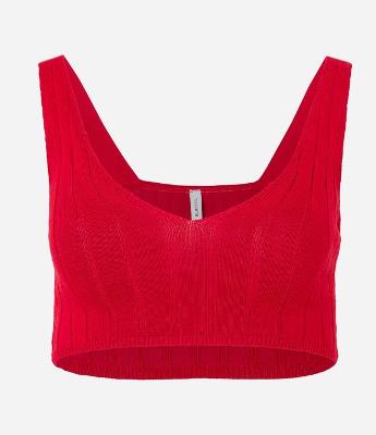 Blusa Cropped em Tricô com Detalhes em Linhas Horizontais