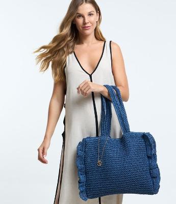 Bolsa de Praia Grande com Babados Laterais e Pingente