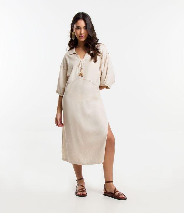 Saída de Praia Vestido em Viscolinho com Amarração com Sol - 1