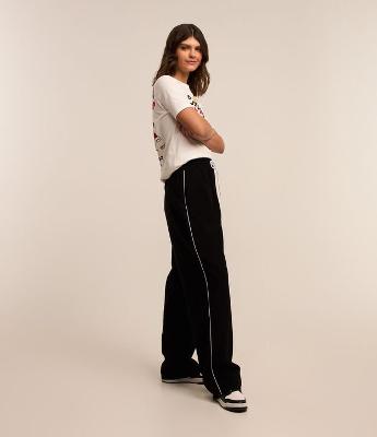 Calça em Alfaiataria com Friso Contrastante e Elástico na Cintura