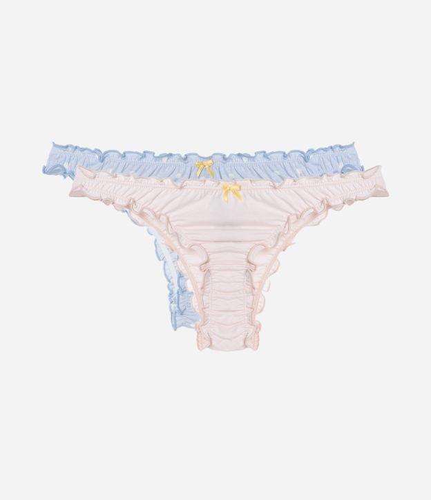 Kit 02 Calcinhas Biquíni em Microfibra com Frufru nas Bordas - 1