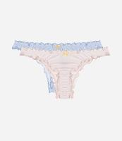 Kit 02 Calcinhas Biquíni em Microfibra com Frufru nas Bordas - 1