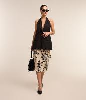 Saia Midi em Tecido Acetinado com Amarração no Cós - 1