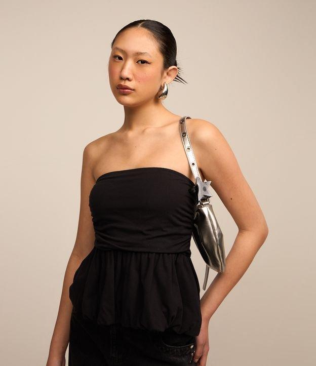 Blusa Balone em Algodão com Decote Tomara que Caia e Babado - 2