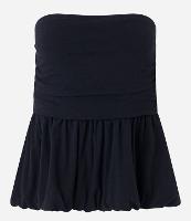 Blusa Balone em Algodão com Decote Tomara que Caia e Babado - 1