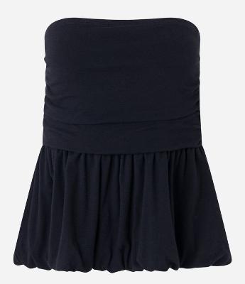Blusa Balone em Algodão com Decote Tomara que Caia e Babado