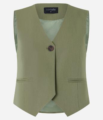 Colete Alfaiatado com Botão Único e Bolsos