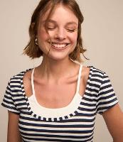 Blusa em Algodão com Listras e Detalhe de Regata Interno - 2