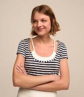 Blusa em Algodão com Listras e Detalhe de Regata Interno - 3