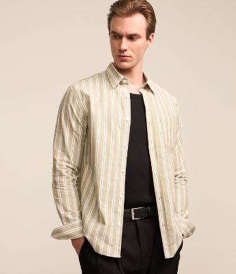 Camisa em Oxford com Listras Mercerizada