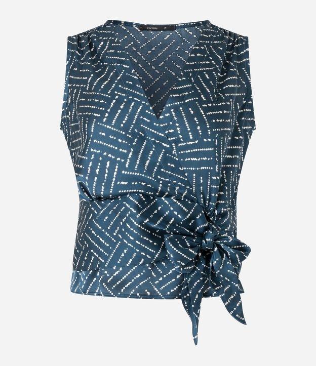 Blusa em Tecido Acetinado com Transpasse Frontal e Amarração - 1