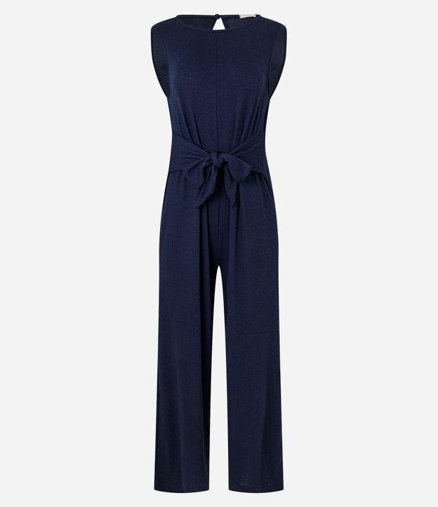 Macacão Reto em Viscose com Amarração na Cintura - 1