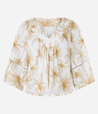 Blusa em Viscose com Detalhe Entremeios na Manga