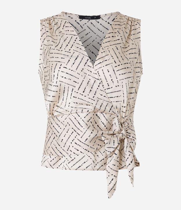 Blusa em Tecido Acetinado com Transpasse Frontal e Amarração - 1