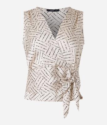 Blusa em Tecido Acetinado com Transpasse Frontal e Amarração