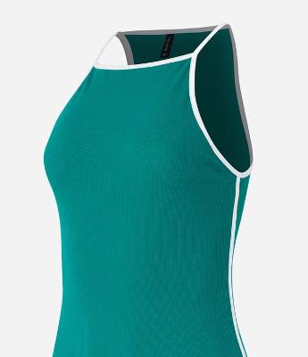 Vestido New Midi em Ribana com Detalhe Contrastante