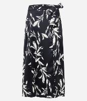 Saia Midi em Tecido Acetinado com Amarração e Estampa Floral - 1