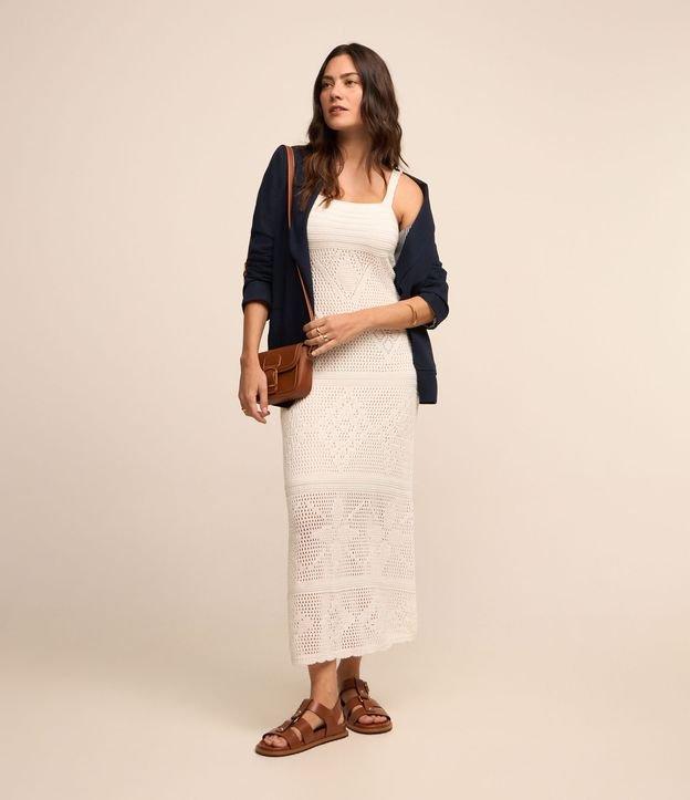 Vestido Midi em Crochê com Alças Médias e Decote Quadrado - 2