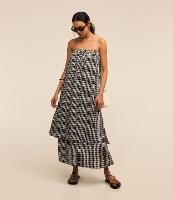 Vestido Tomara que Caia em Chiffon com Camadas e Estampa Geométrica - 1