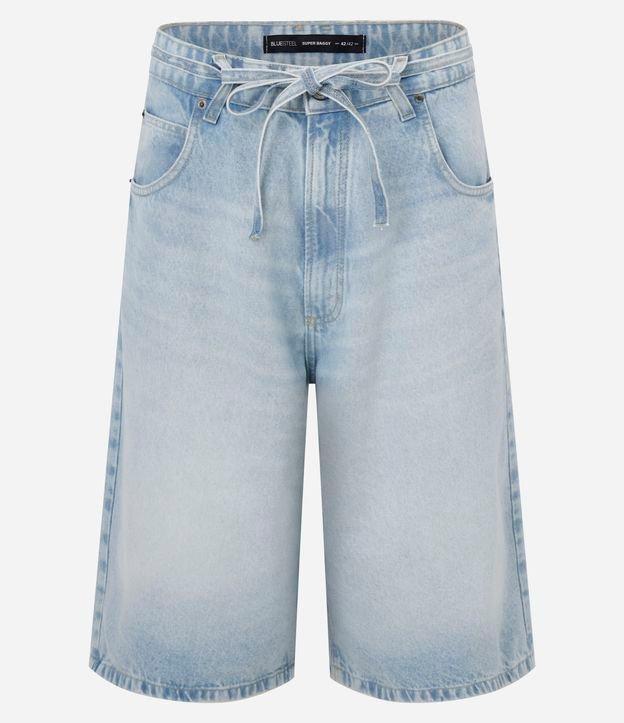 Bermuda Jorts Super Baggy  em Jeans com Cinto Amarração - 1