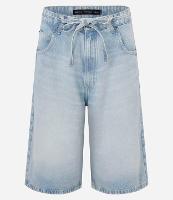 Bermuda Jorts Super Baggy  em Jeans com Cinto Amarração - 1