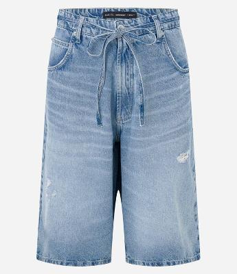 Bermuda Jorts Super Baggy  em Jeans com Cinto Amarração