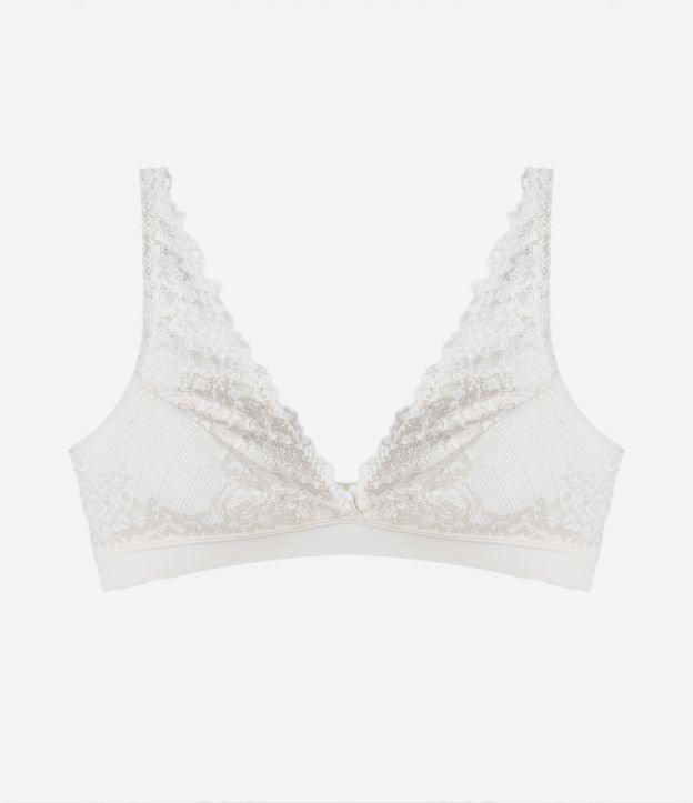 Sutiã Triangulo Sem Bojo em Renda Floral Com Elástico na Barra - 1