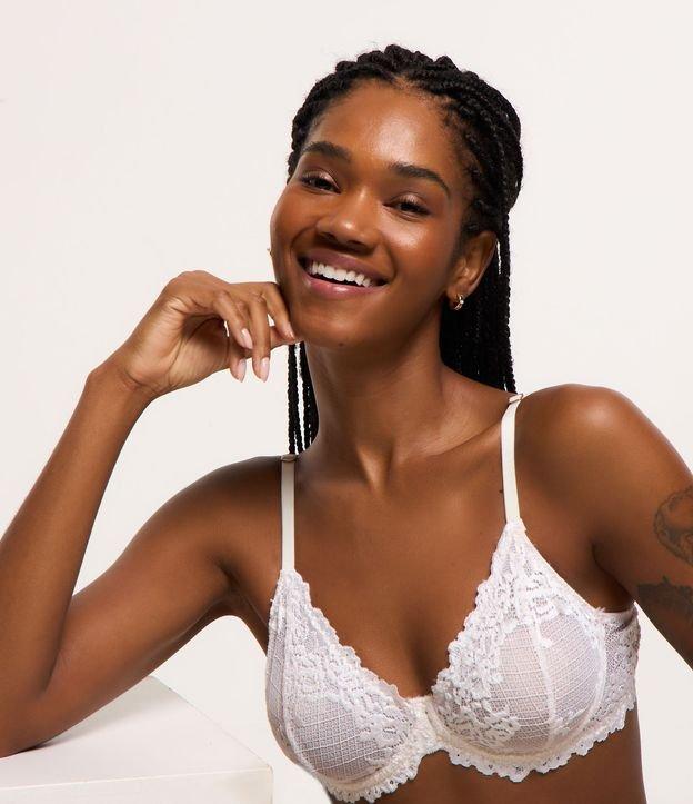 Sutiã Triangulo Sem Bojo em Renda Floral Com Elástico na Barra - 2