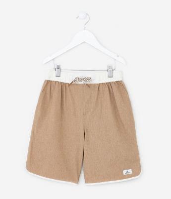 Bermuda de Banho Infantil com Contraste - Tam 05 a 14 Anos