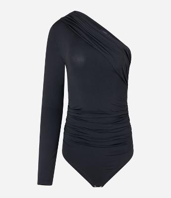 Body Ombro Só em Poliamida com Dobra Franzida