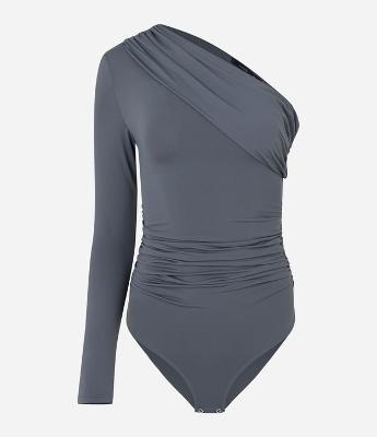 Body Ombro Só em Poliamida com Dobra Franzida