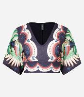 Blusa Cropped Texturizada com Estampa Tucanos - 1