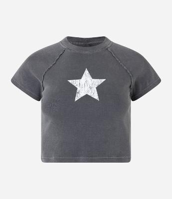 Blusa T-shirt em Algodão com Estampa Estrela