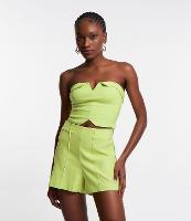 Blusa Cropped em Bengaline com Decote Viradinho - 1