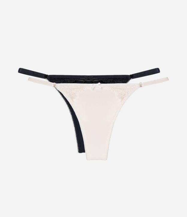 Kit 02 Calcinhas String Fio Duplo em Microfibra com Detalhes em Renda - 1