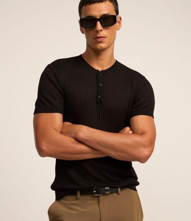 Camisa Polo Canelada com Gola Padre - 1