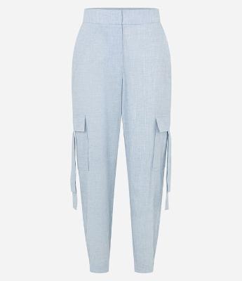 Calça em Tricoline com Bolsos Cargo nas Laterais