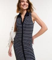 Vestido New Midi em Ribana Listrado com Gola Polo - 1