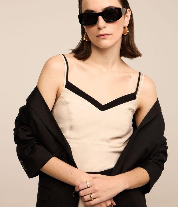 Blusa de Alcinha Alfaiatada com Detalhe Contrastante - 2