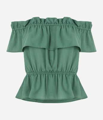 Blusa Ombro a Ombro em Crepe com Elásticos