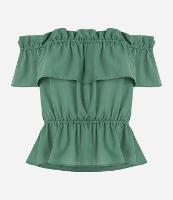 Blusa Ombro a Ombro em Crepe com Elásticos - 1