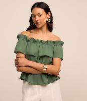 Blusa Ombro a Ombro em Crepe com Elásticos - 2