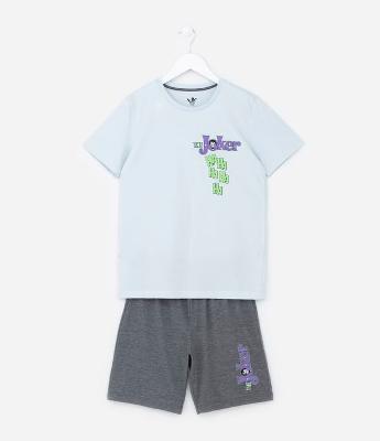 Pijama Curto Infantil com Estampa Joker - Tam 7 a 14 Anos