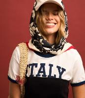 Lenço Acetinado com Estampa de Folhagens - 1